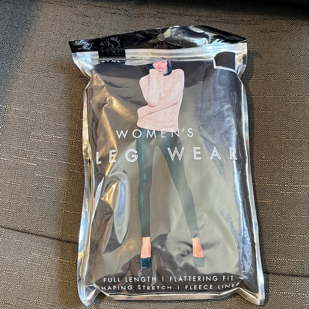 L|XL Black Women's Fleece Lined Leg Wear